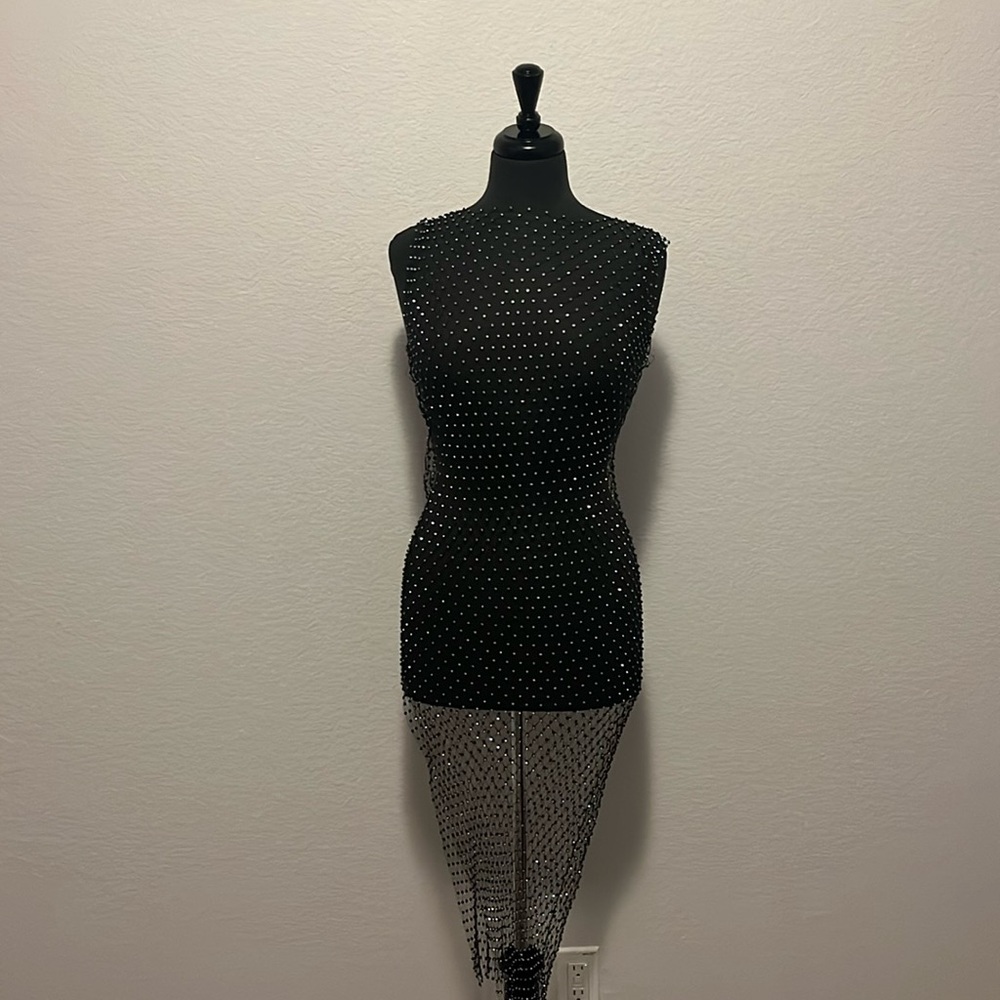 NWT Sheer Jeweled Dress SZ S